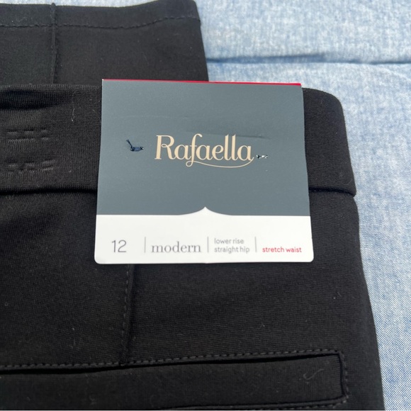 NWT Rafella Black Modern Mid Rise Straight Hip Stretch Waist Trousers Size 12 - Picture 4 of 5